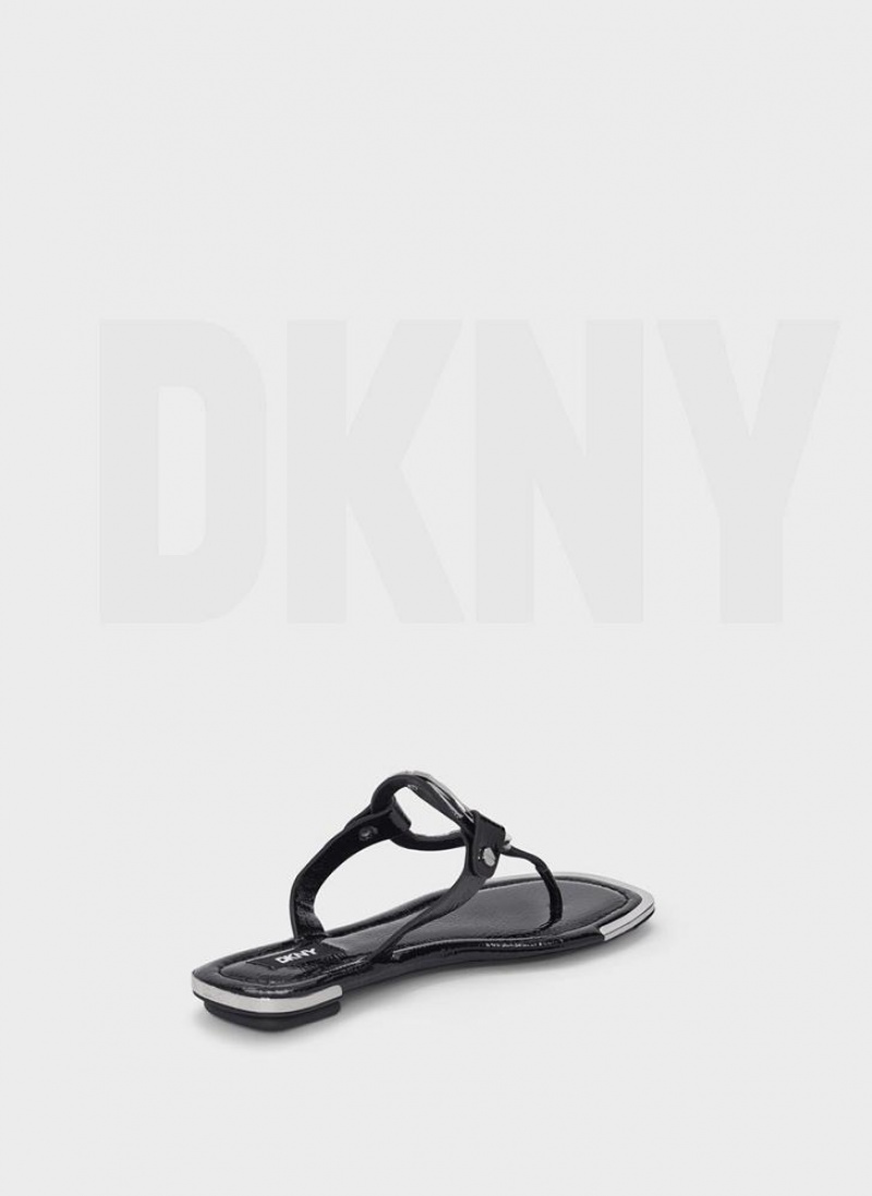 Black DKNY Hartford Shoes Flip Flops | USA-D1464