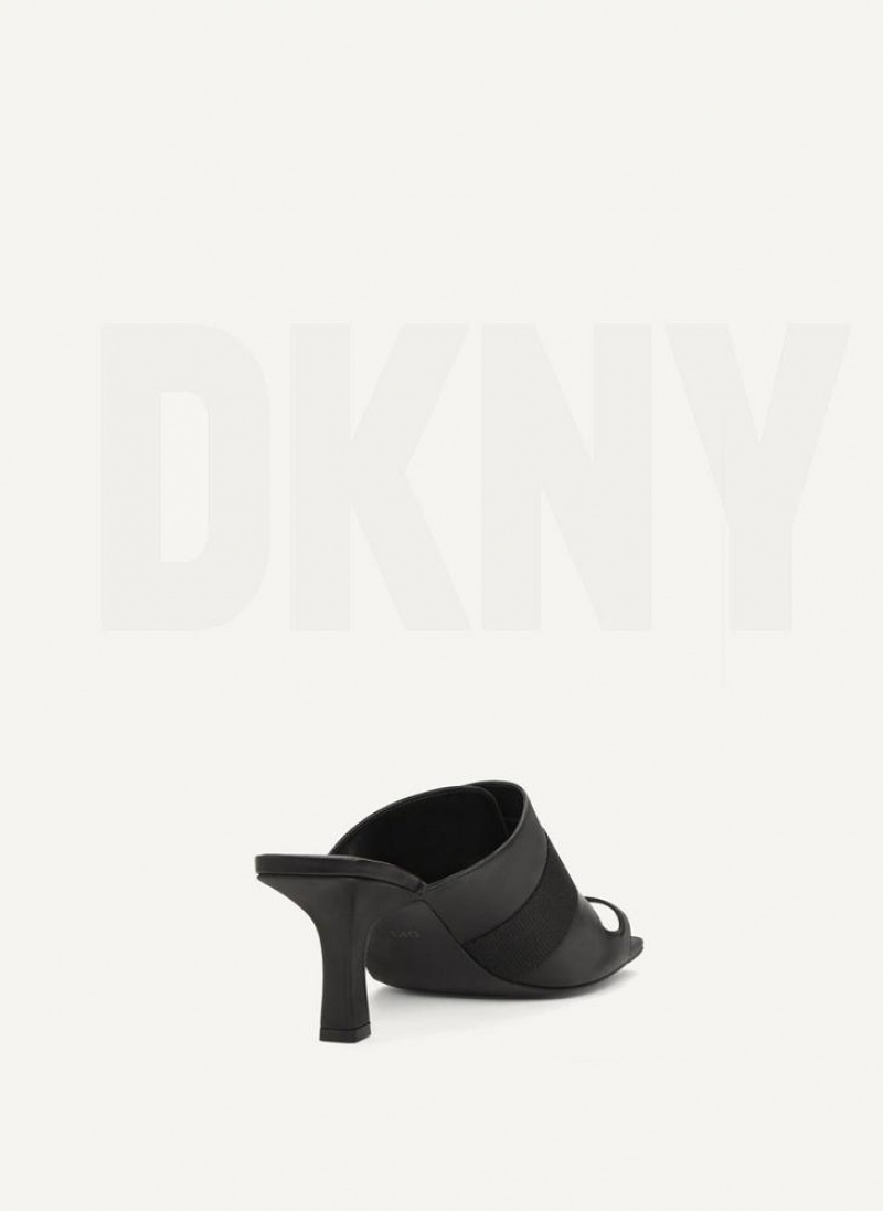 Black DKNY Heeled Buckle Mule Shoes Heels | USA-D0550
