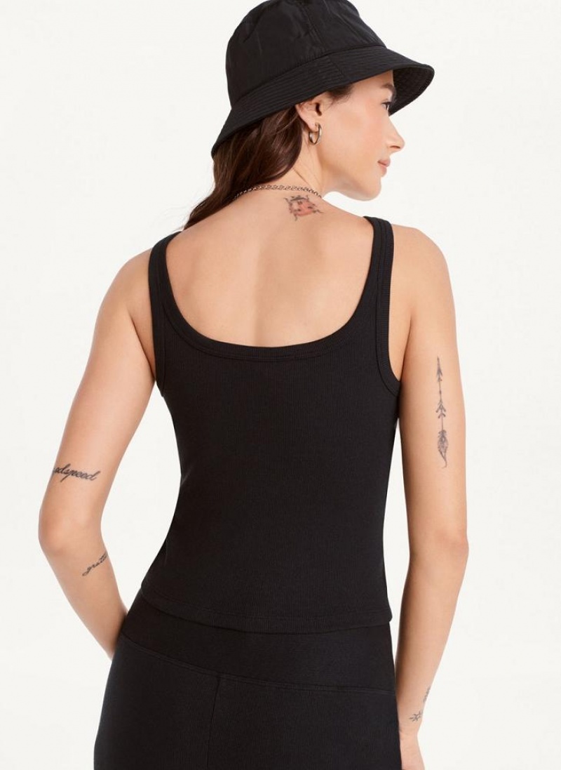 Black DKNY High Neck Crop Women's Tank Tops | USA-D1236
