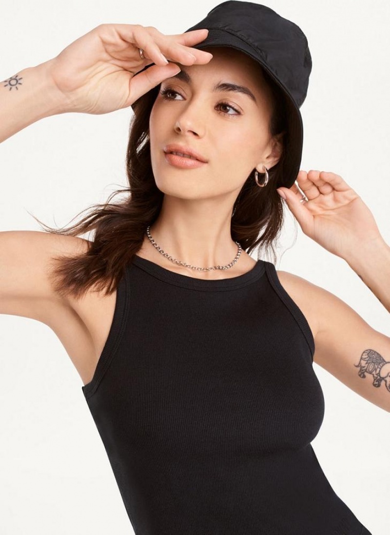 Black DKNY High Neck Crop Women's Tank Tops | USA-D1236