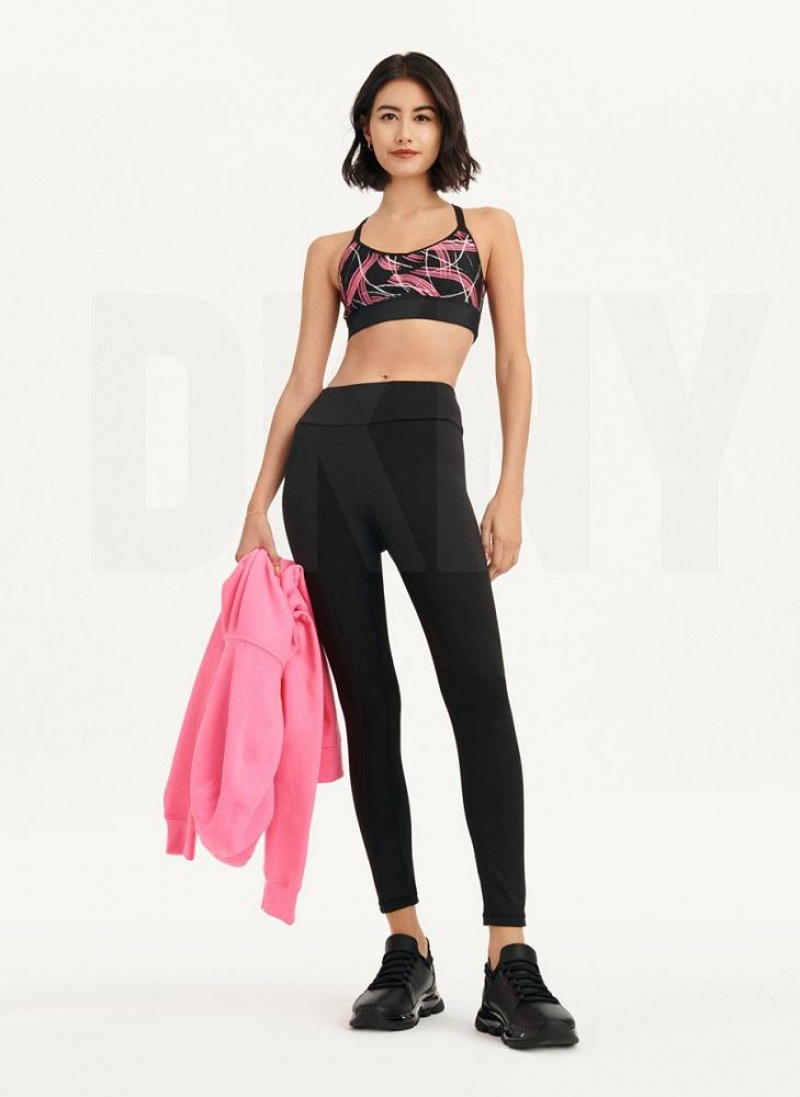 Black DKNY High Waist 7/8 Tight Hug + Lift Tight Women's Leggings | USA-D0493