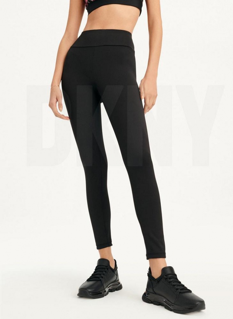 Black DKNY High Waist 7/8 Tight Hug + Lift Tight Women's Leggings | USA-D0493