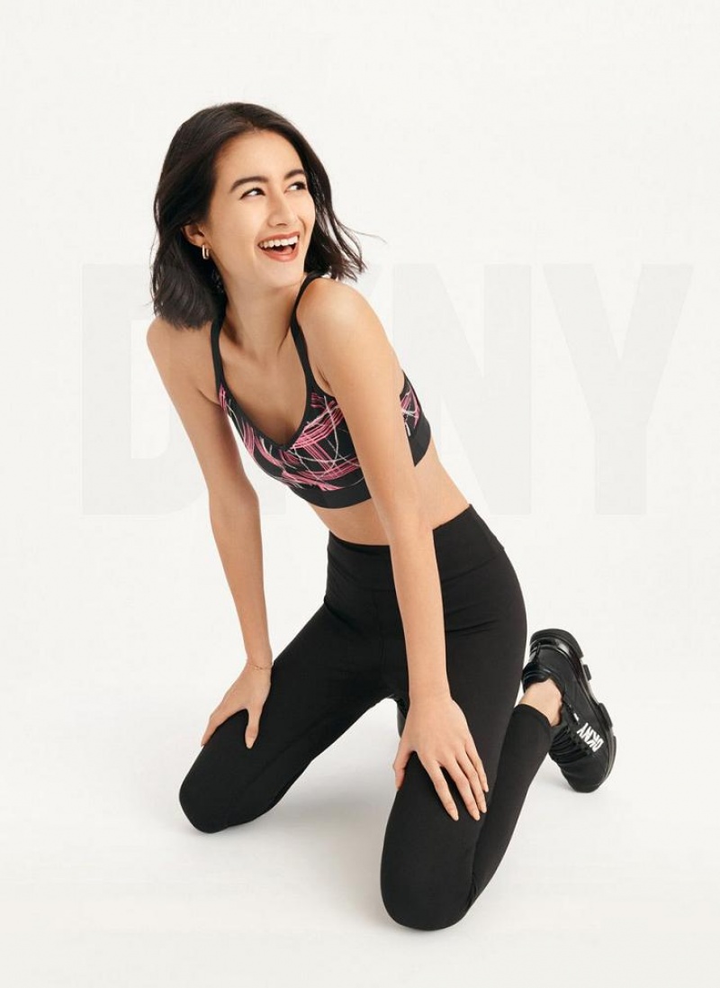Black DKNY High Waist 7/8 Tight Hug + Lift Tight Women's Leggings | USA-D0493