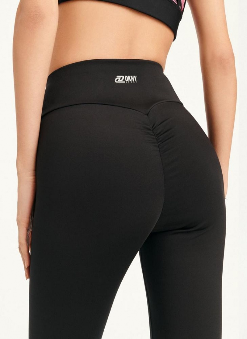 Black DKNY High Waist 7/8 Tight Hug + Lift Tight Women's Leggings | USA-D0493