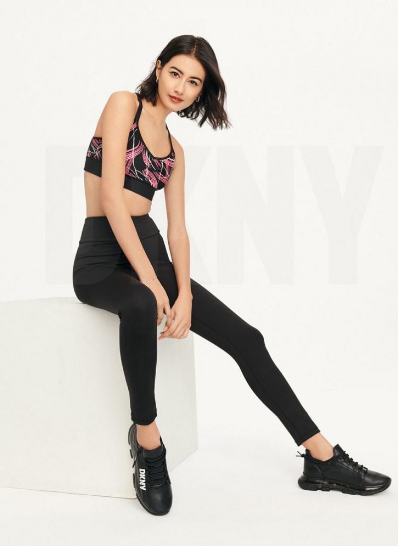 Black DKNY High Waist 7/8 Tight Hug + Lift Tight Women\'s Leggings | USA-D0493