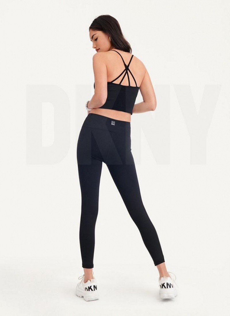 Black DKNY High Waisted Moto Tight Women's Leggings | USA-D0507