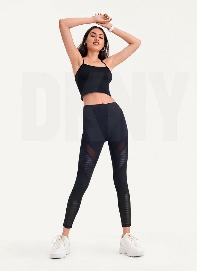 Black DKNY High Waisted Moto Tight Women's Leggings | USA-D0507