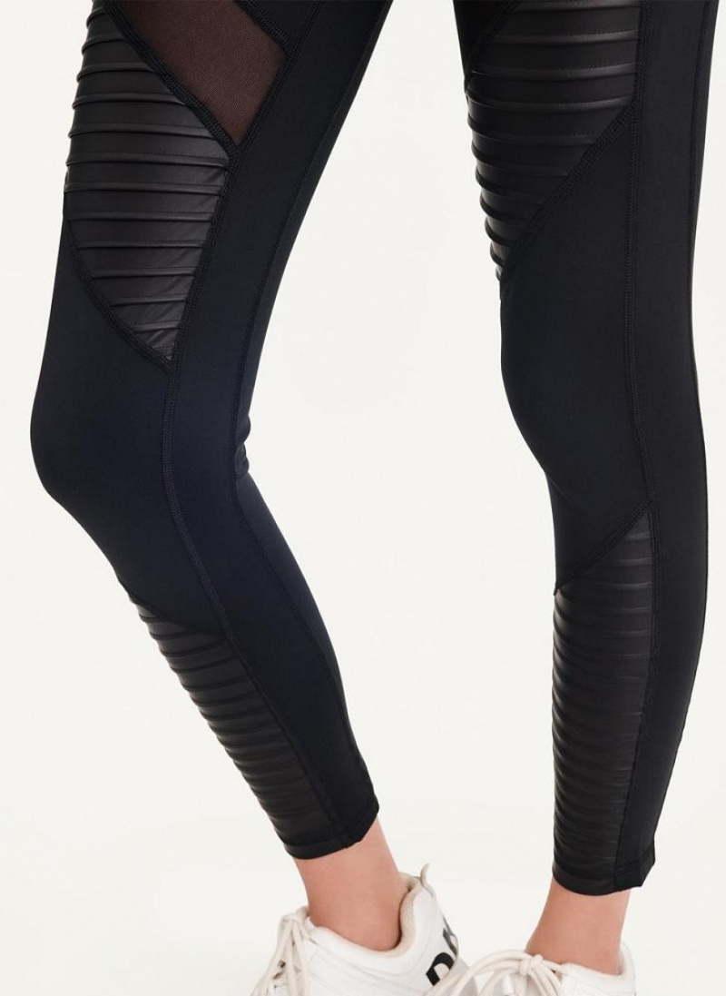 Black DKNY High Waisted Moto Tight Women's Leggings | USA-D0507