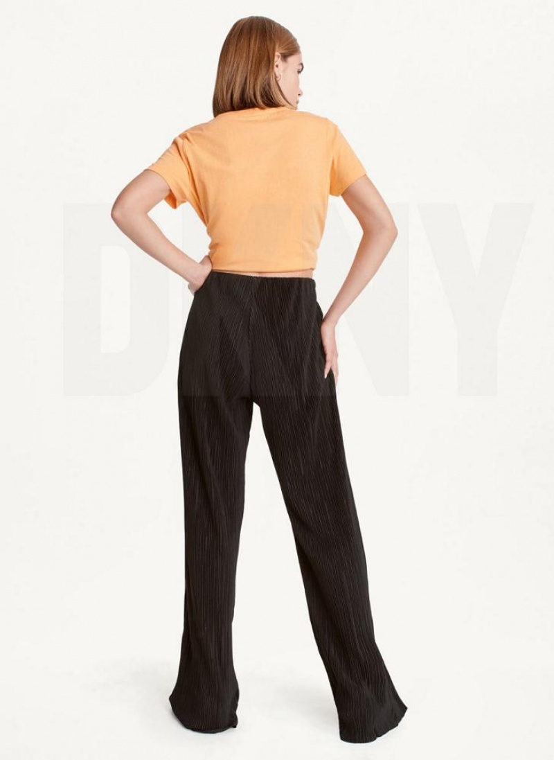Black DKNY High Waisted Pleated Flare Women's Pants | USA-D1506