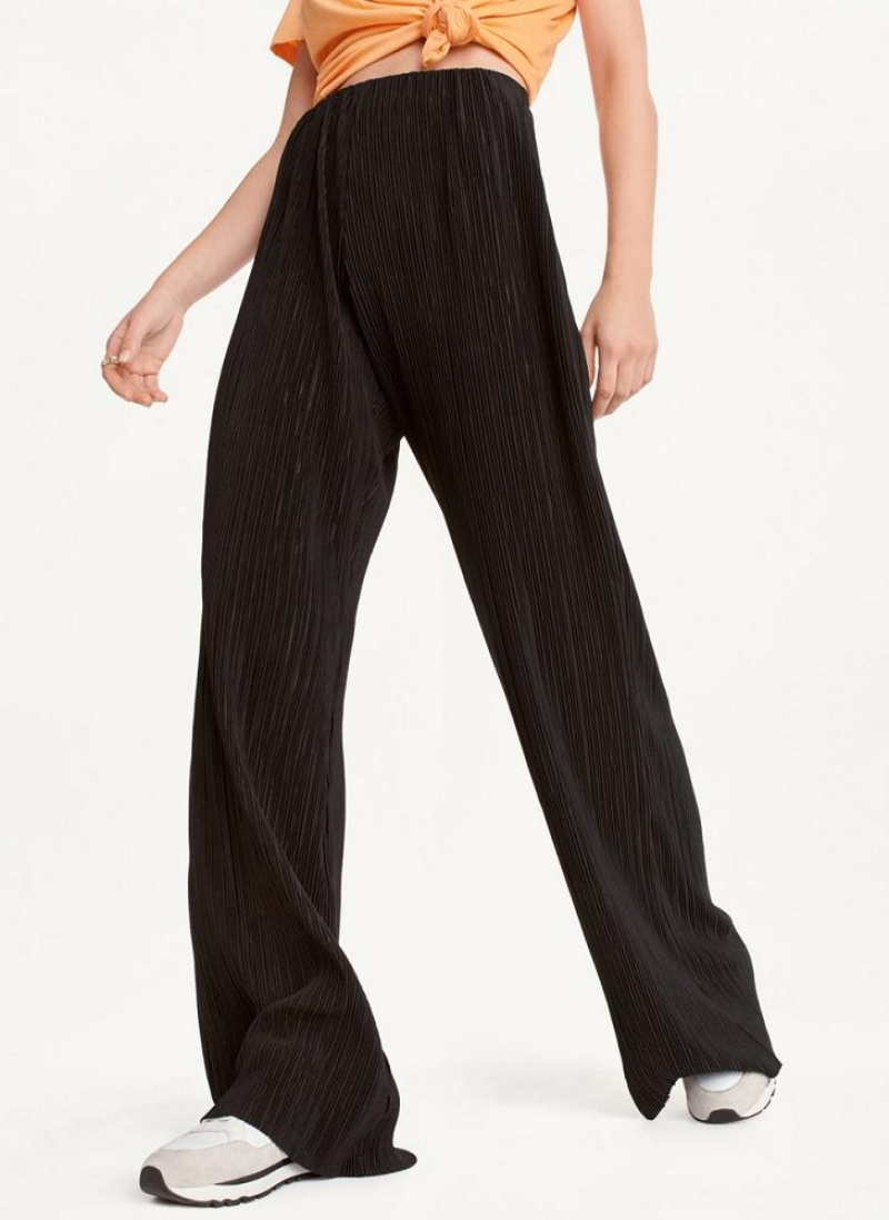 Black DKNY High Waisted Pleated Flare Women\'s Pants | USA-D1506