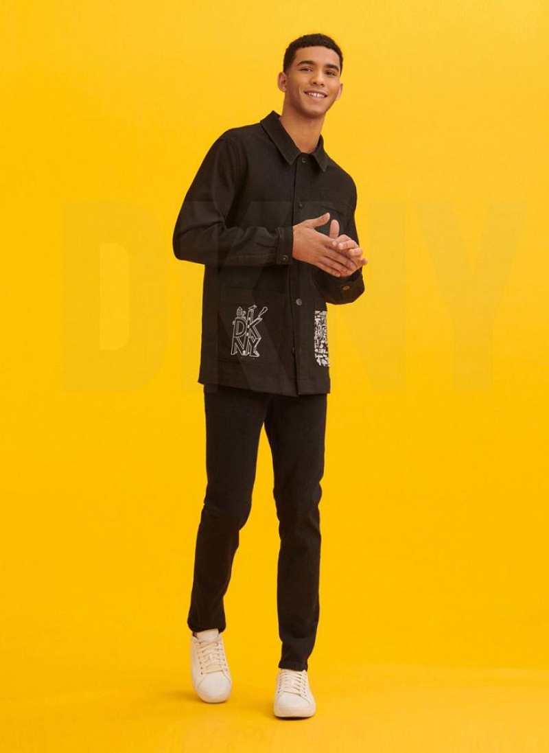 Black DKNY Jeremyville Oversized Men's Jackets | USA-D1802