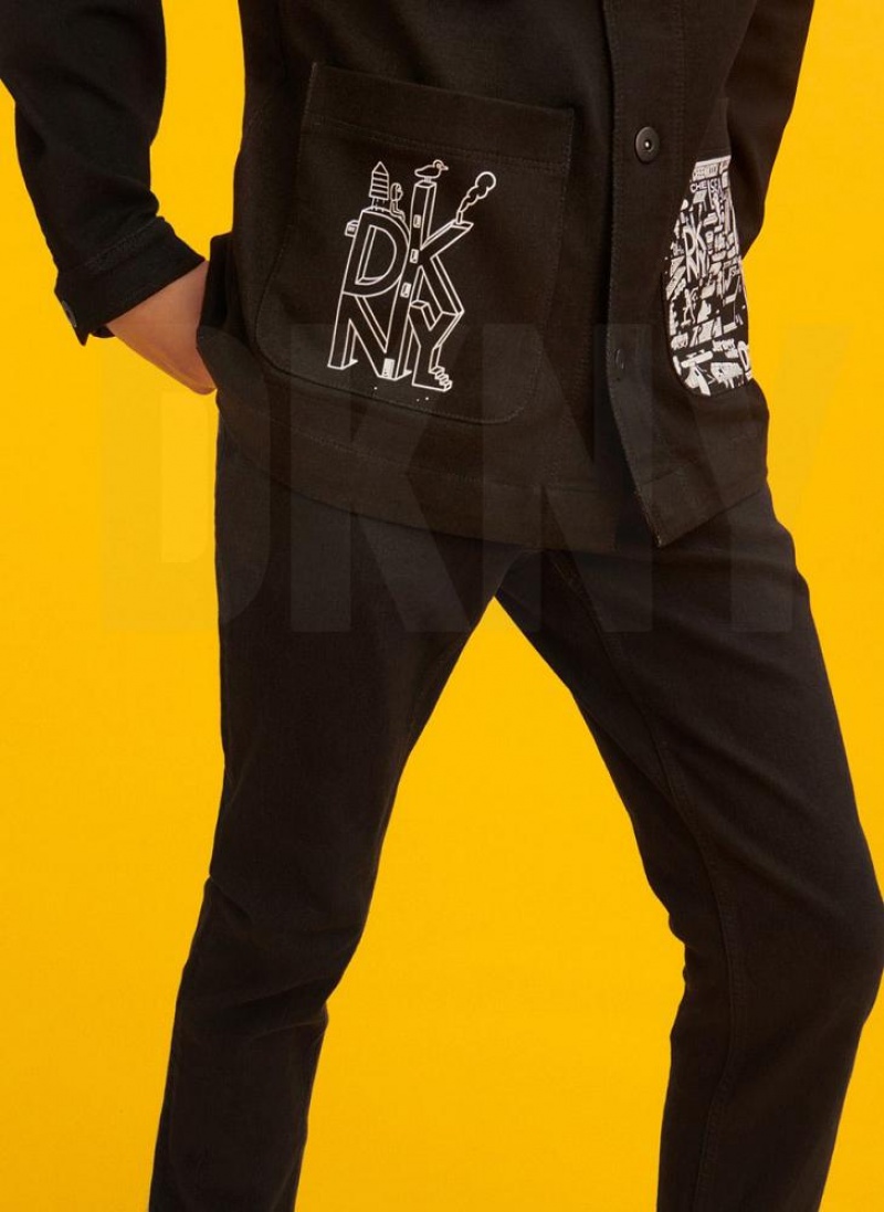 Black DKNY Jeremyville Oversized Men's Jackets | USA-D1802