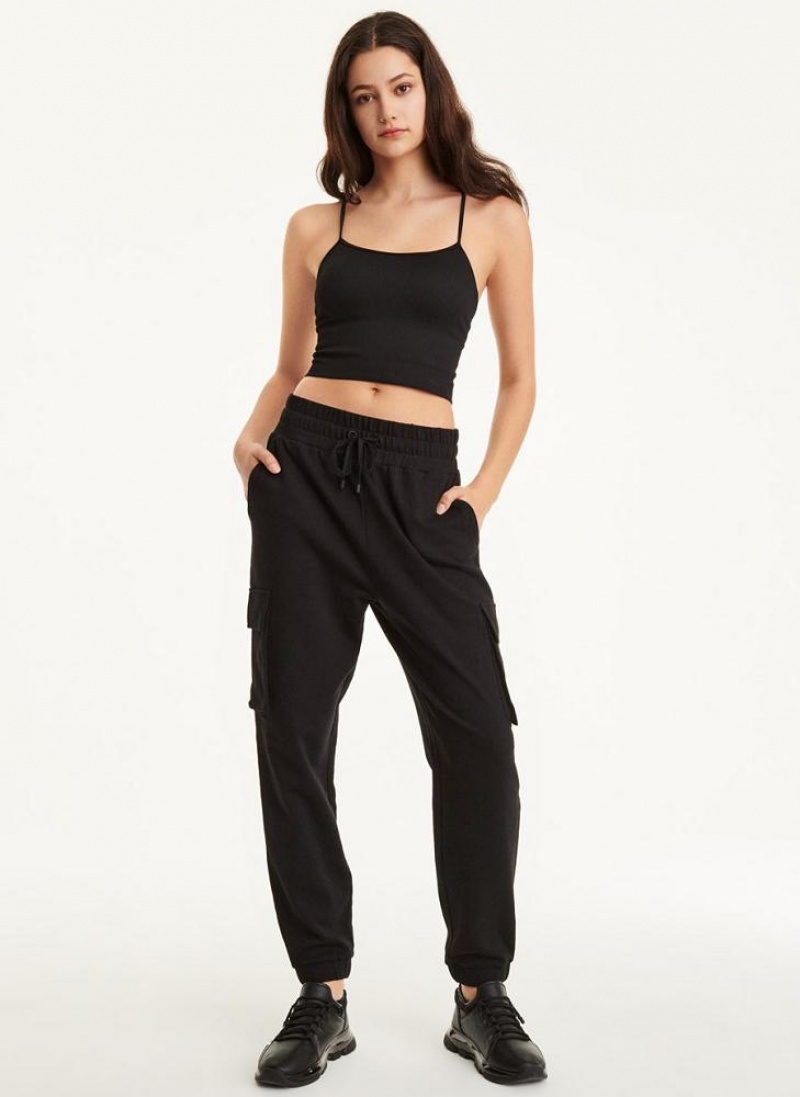 Black DKNY Jersey Cargo Women's Joggers | USA-D1274
