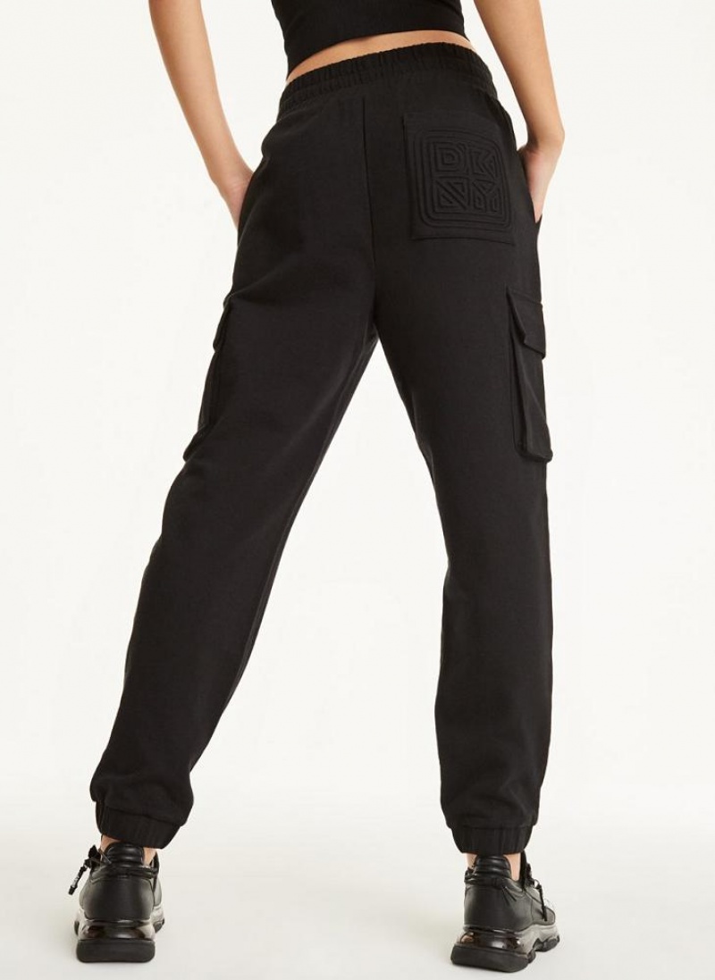 Black DKNY Jersey Cargo Women's Joggers | USA-D1274