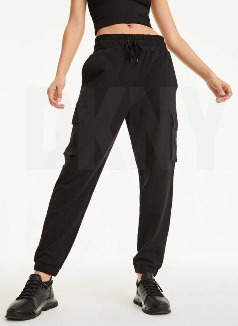 Black DKNY Jersey Cargo Women's Joggers | USA-D1274