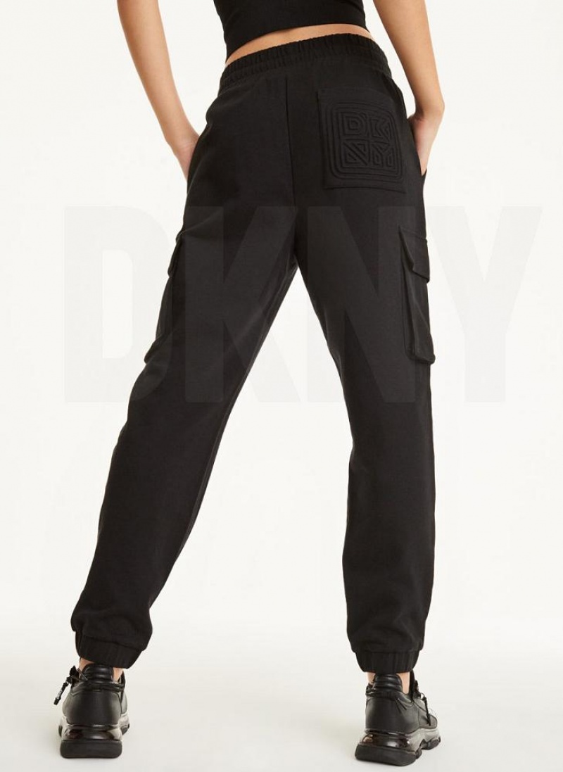 Black DKNY Jersey Cargo Women's Joggers | USA-D1274