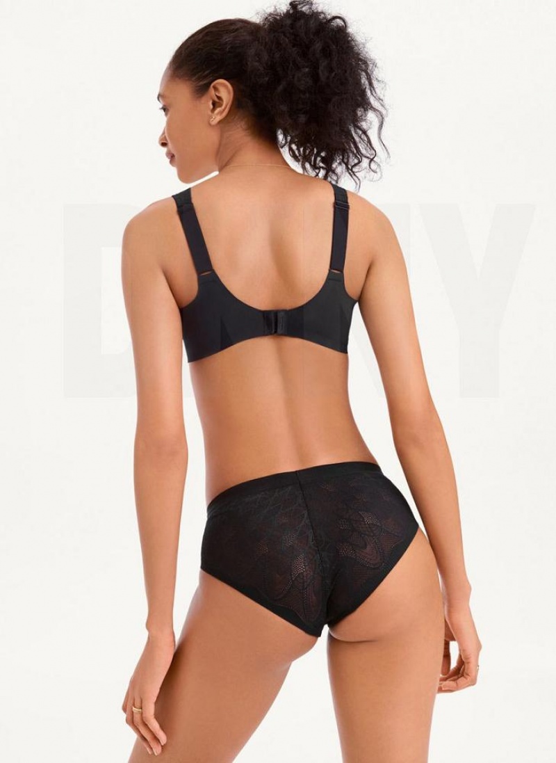 Black DKNY Lace Comfort Hipster Women's Panties | USA-D1560