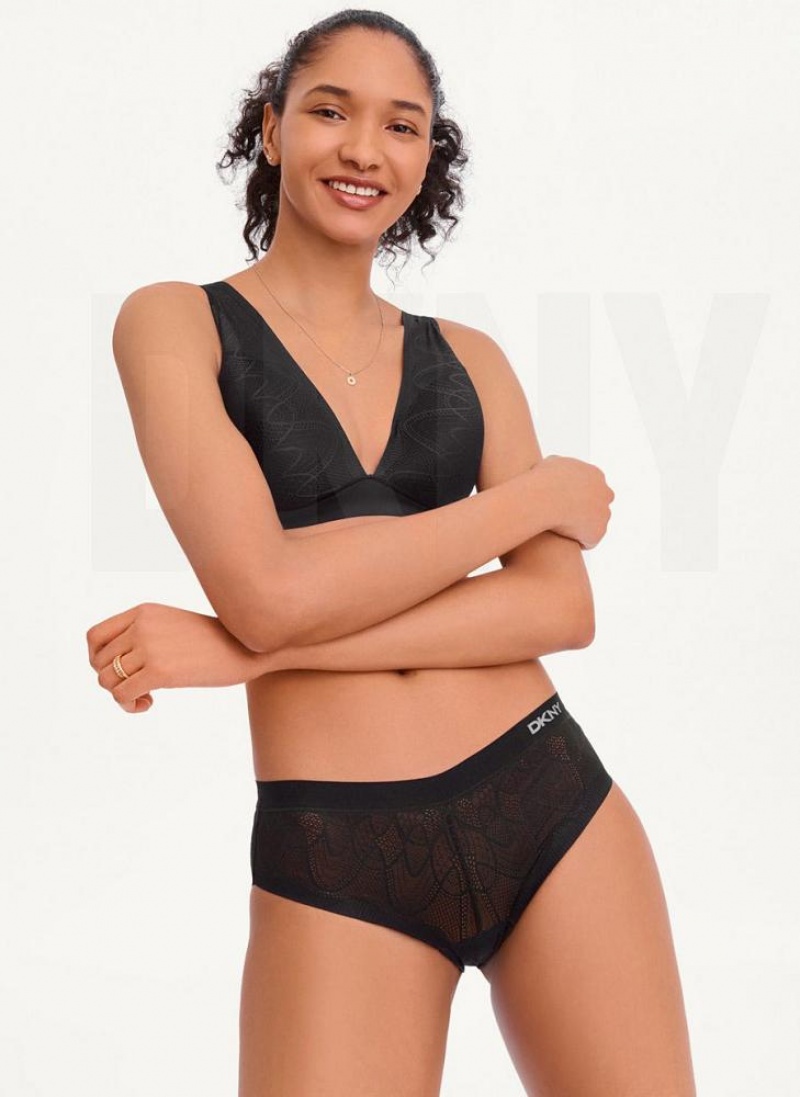 Black DKNY Lace Comfort Hipster Women's Panties | USA-D1560