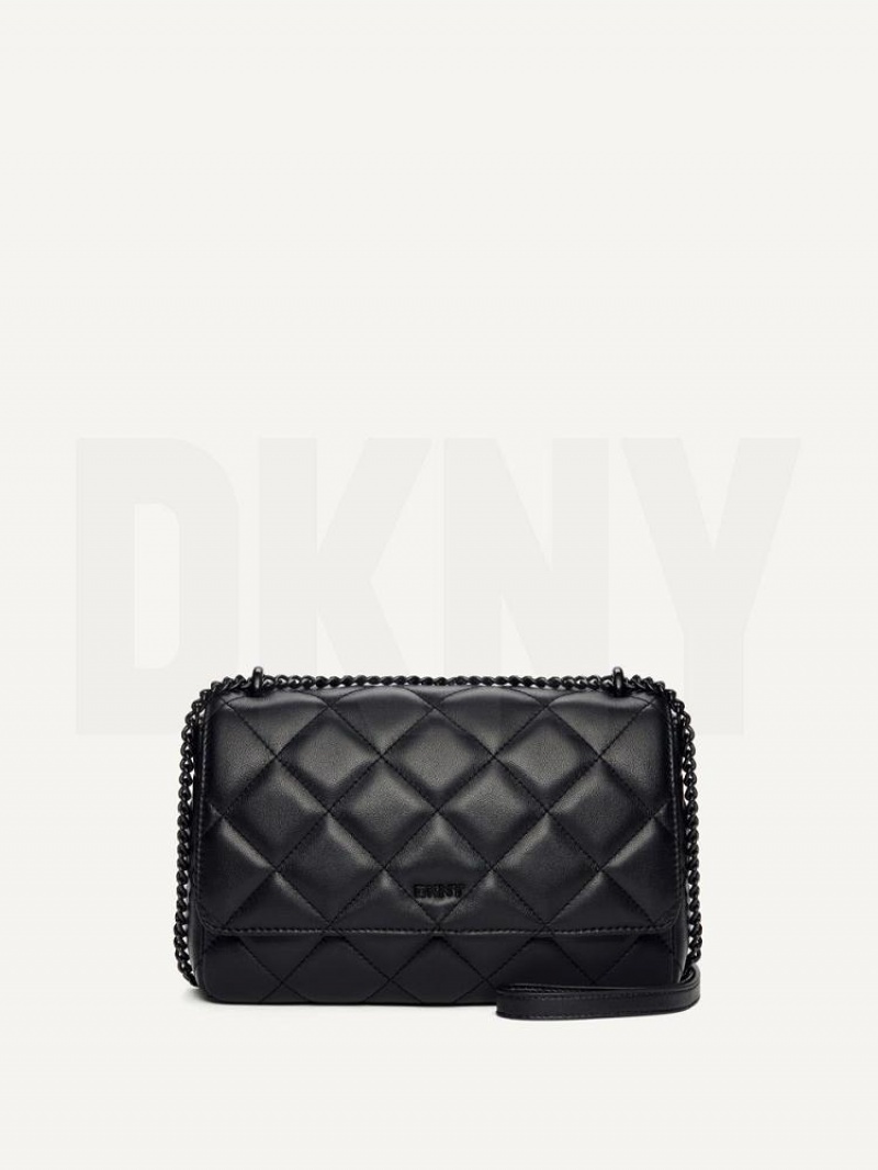 Black DKNY Lara Large Quilted Bags Shoulder Bags | USA-D0247
