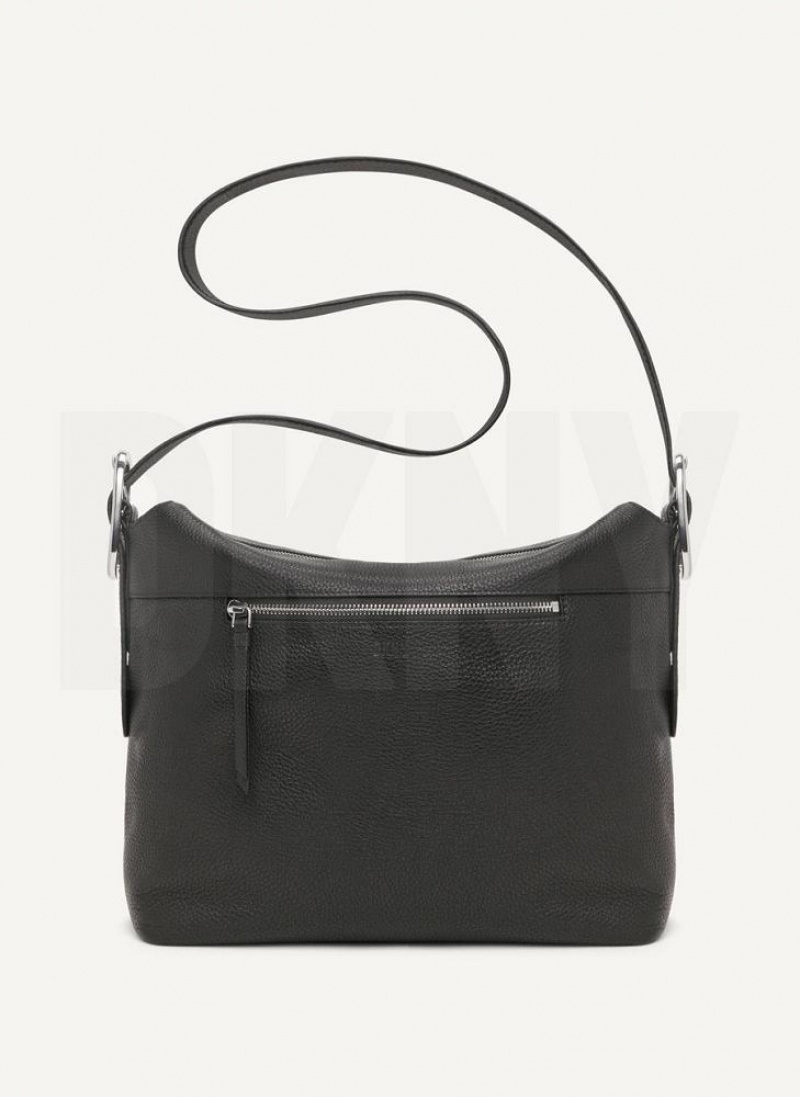 Black DKNY Large Buckle Bags Crossbody Bags | USA-D0834