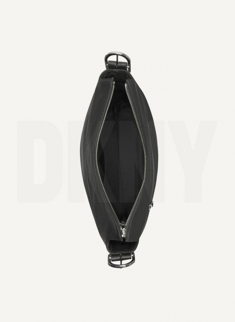 Black DKNY Large Buckle Bags Crossbody Bags | USA-D0834