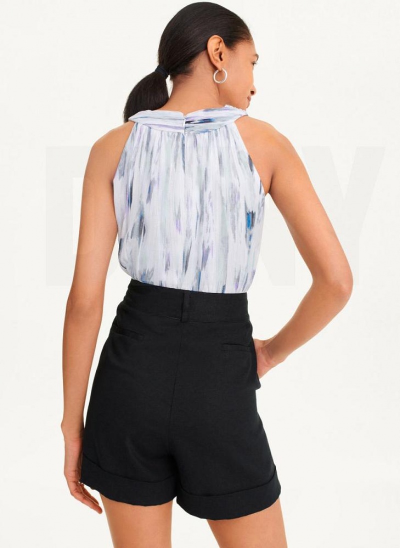 Black DKNY Linen Viscose Women's Shorts | USA-D1249
