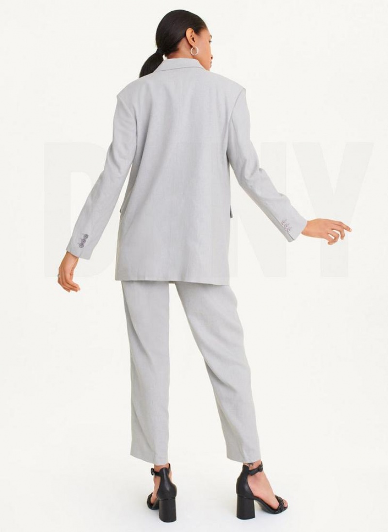 Black DKNY Linen Women's Blazers | USA-D1446
