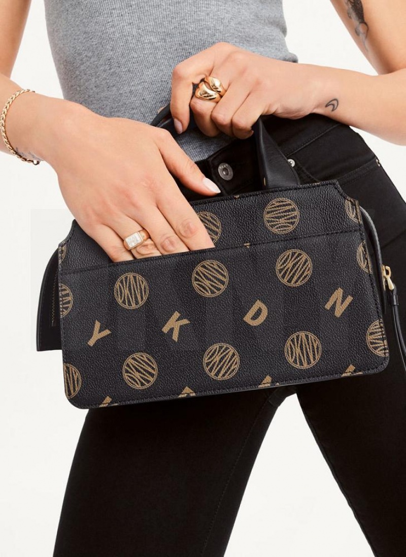 Black DKNY Logo Buckle Bags Crossbody Bags | USA-D0393