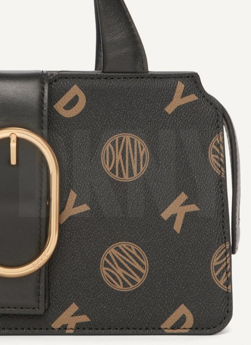 Black DKNY Logo Buckle Bags Crossbody Bags | USA-D0393
