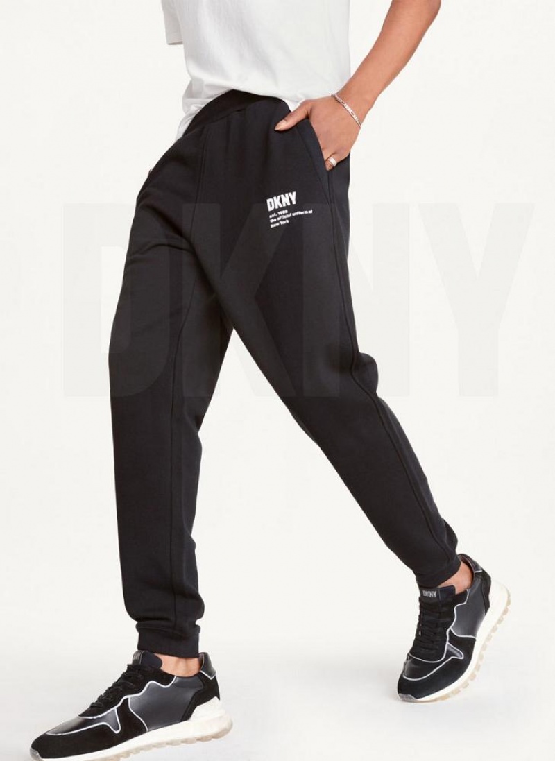Black DKNY Logo Men's Pants | USA-D1432