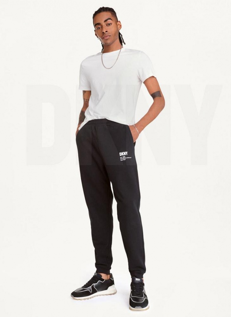 Black DKNY Logo Men's Pants | USA-D1432
