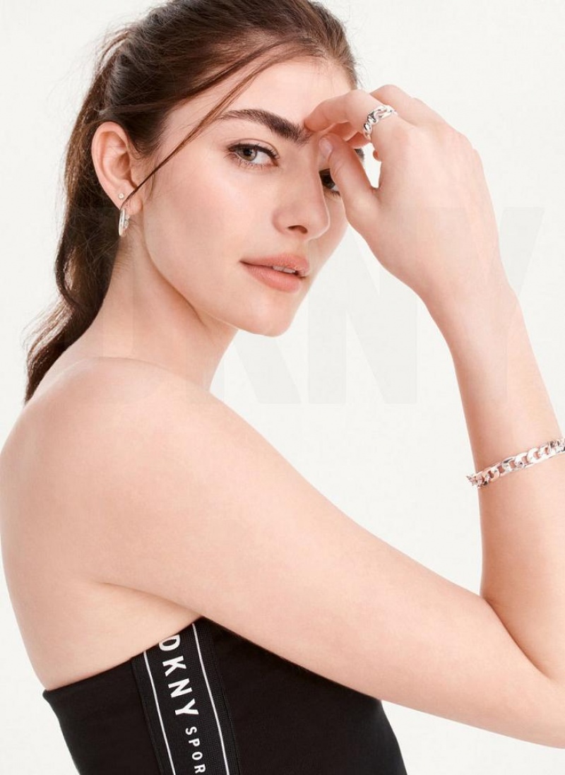 Black DKNY Logo Tape Tube Women's Dresses | USA-D0965