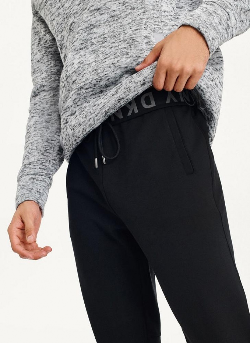 Black DKNY Logo Waistband Men's Joggers | USA-D1475