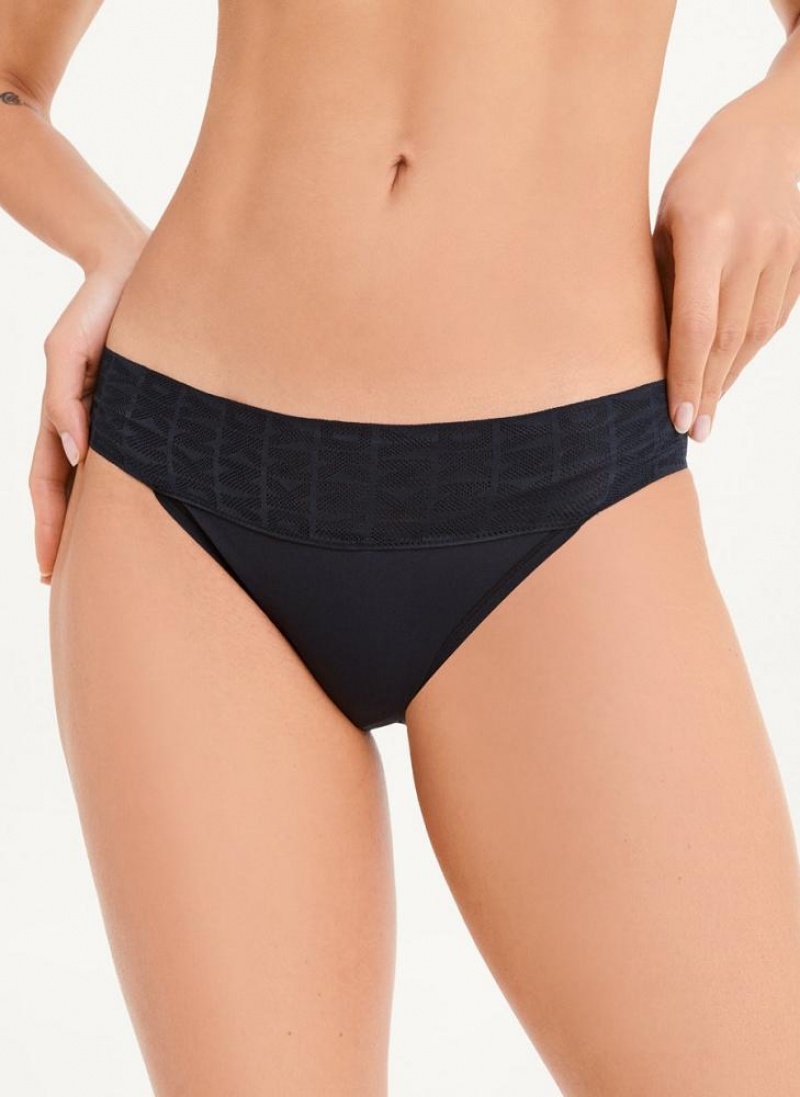 Black DKNY Logo Waistband Stretch Bikini Women\'s Panties | USA-D0230
