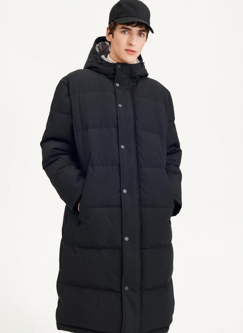 Black DKNY Long Quilted Men's Coats | USA-D1837