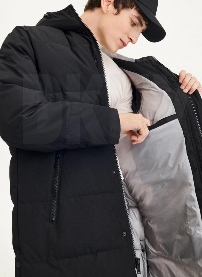 Black DKNY Long Quilted Men's Coats | USA-D1837