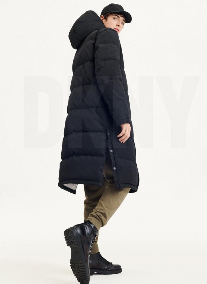 Black DKNY Long Quilted Men's Coats | USA-D1837