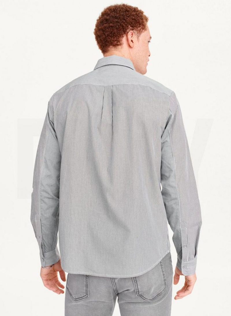 Black DKNY Long Sleeve Men's Shirts | USA-D1478