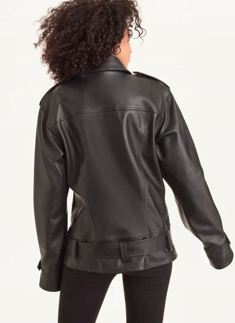 Black DKNY Long Sleeve Oversized Retro Moto Women's Jackets | USA-D1054