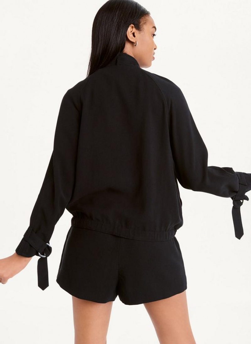 Black DKNY Long Sleeve Women's Jackets | USA-D0426