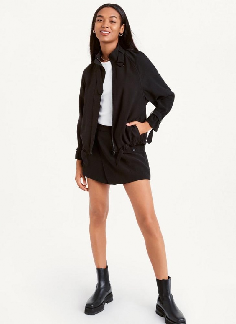Black DKNY Long Sleeve Women's Jackets | USA-D0426