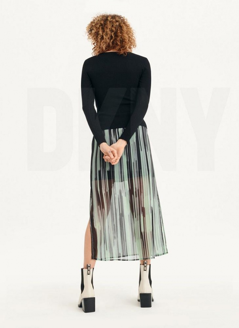 Black DKNY Long Sleevewrap Cut Out Women's Sweaters | USA-D1771