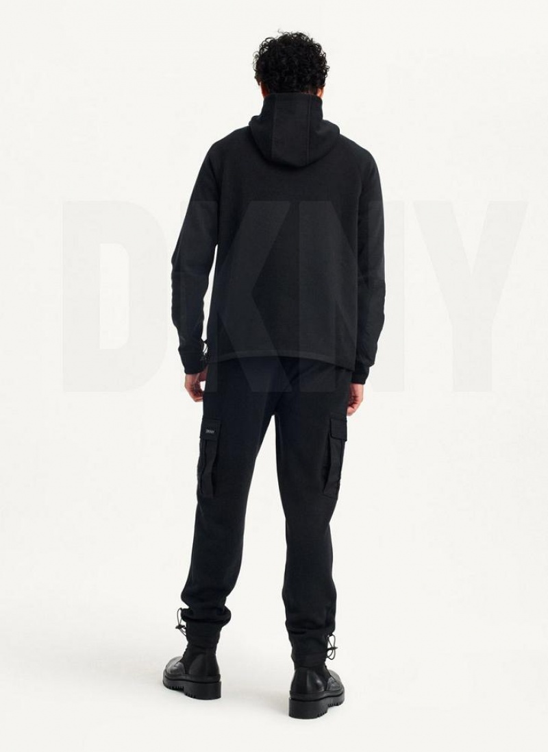 Black DKNY Lounge Half Zip Men's Hoodies | USA-D1919