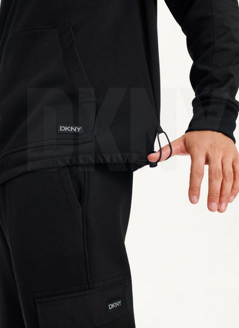Black DKNY Lounge Half Zip Men's Hoodies | USA-D1919