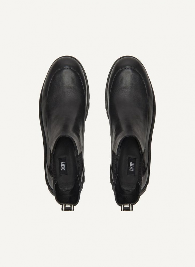 Black DKNY Lug Sole Chelsea Shoes Boots | USA-D1908