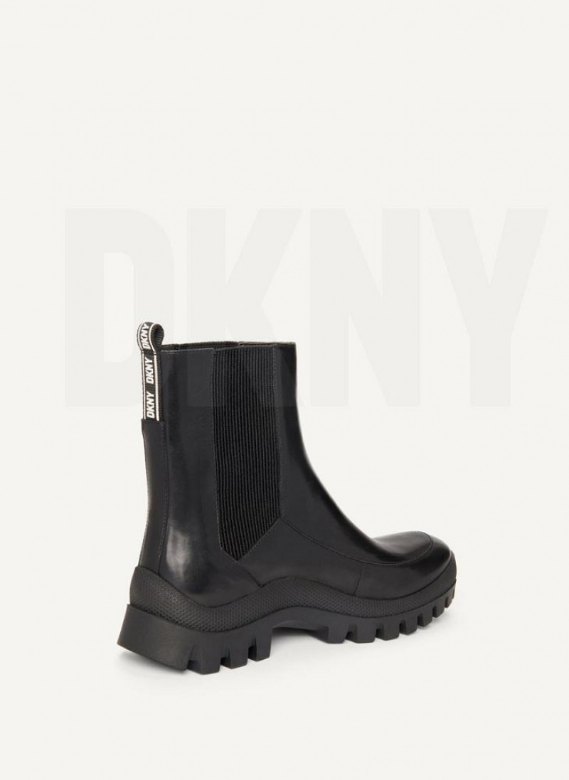 Black DKNY Lug Sole Chelsea Shoes Boots | USA-D1908