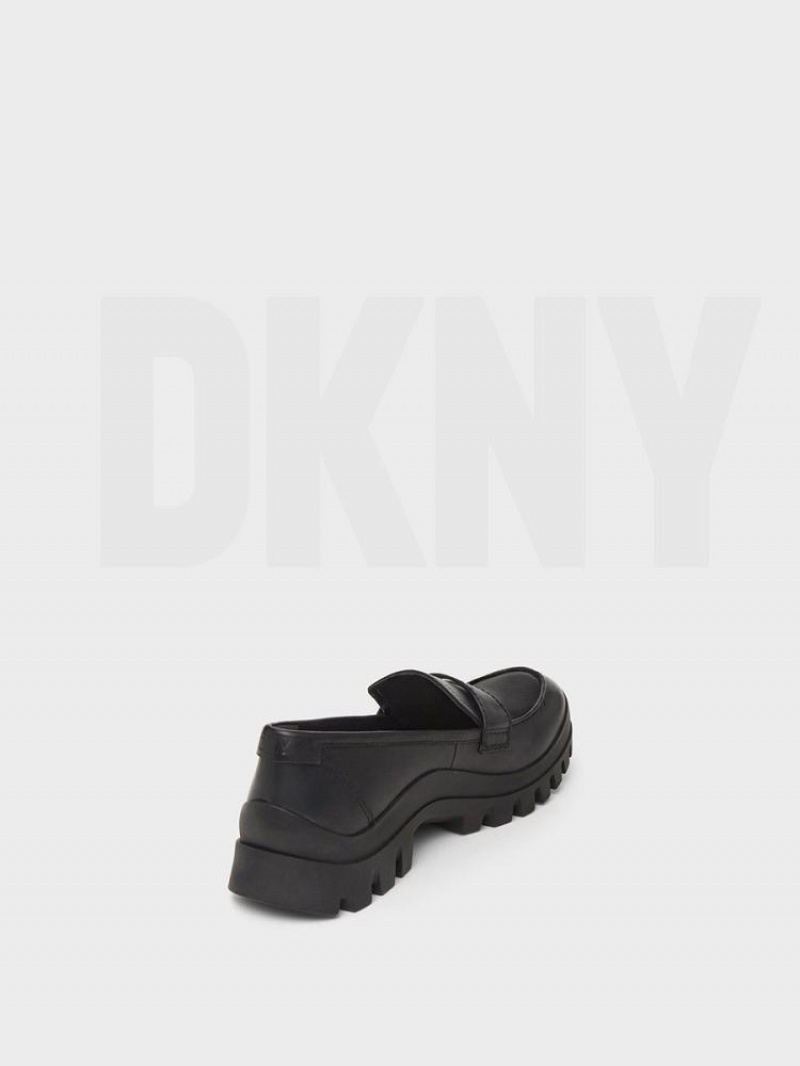Black DKNY Lug Sole Shoes Loafers | USA-D0639