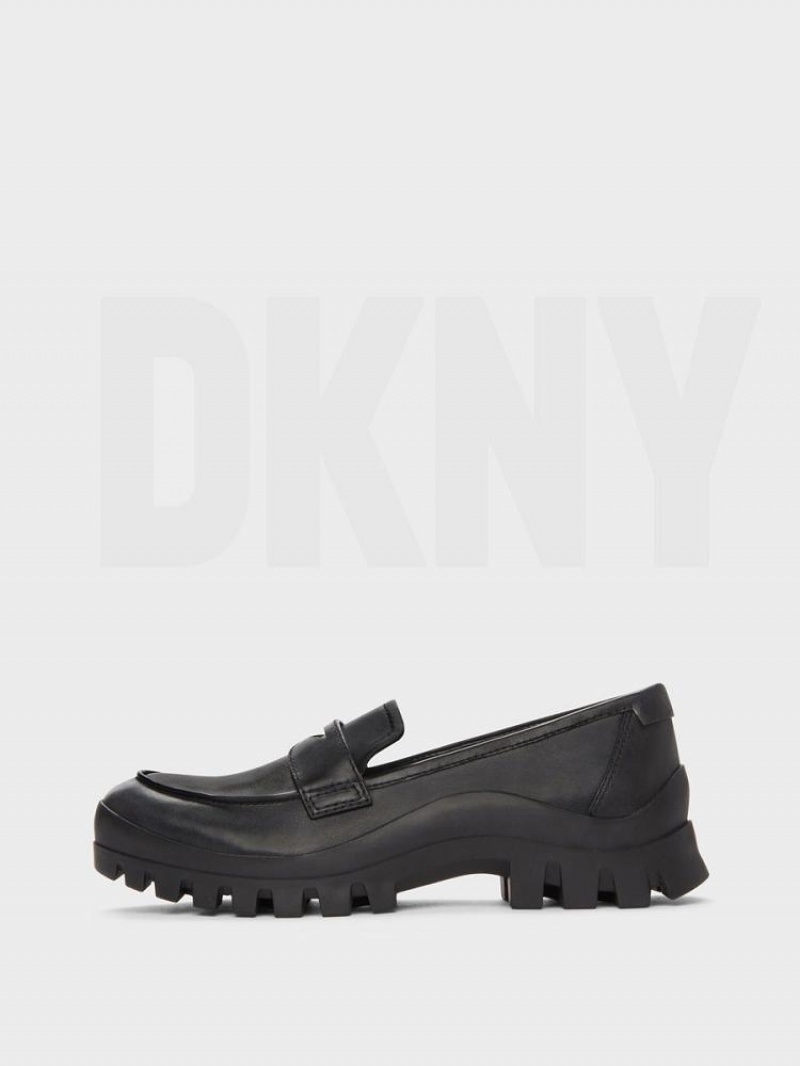 Black DKNY Lug Sole Shoes Loafers | USA-D0639