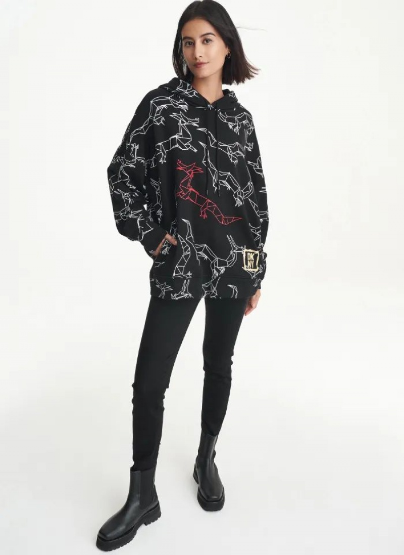 Black DKNY Lunar New Year Women's Hoodies | USA-D1830