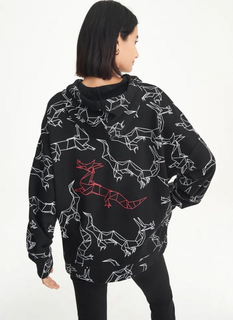 Black DKNY Lunar New Year Women's Hoodies | USA-D1830